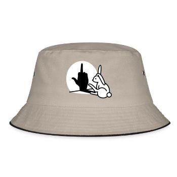 Kaninchen Schatten Hand FUCK OFF Mittelfinger Hase - Bucket Hat - Khaki/Schwarz - Vorne