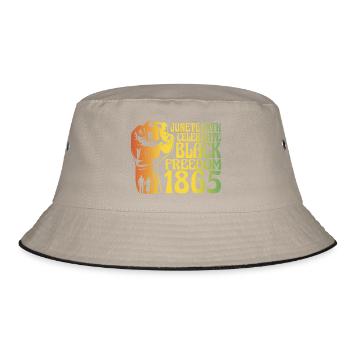 Juneteenth Black Freedom 1865 - Bucket Hat - Khaki/Schwarz - Vorne