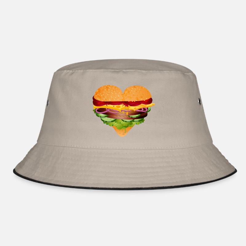 gefülltes Burger Brötchen in Herz Form Variation Bucket Hat