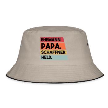 Ehemann Papa Schaffner Held - Bucket Hat - Khaki/Schwarz - Vorne