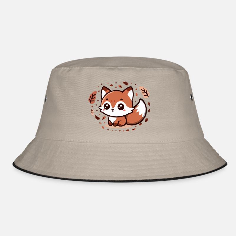 Autumn Charm: Chibi Fox with Fluffy Tail Bucket Hat