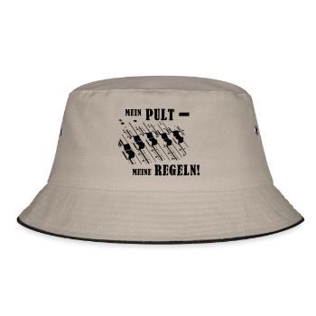 Mein Pult - Meine Regeln! - Bucket Hat - Khaki/Schwarz - Vorne