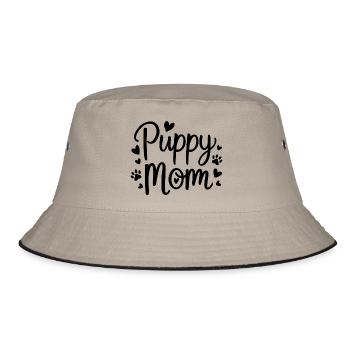 Welpe Hund - Bucket Hat - Khaki/Schwarz - Vorne