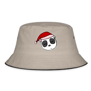 Panda Weihnachten Weihnachtlich Advent - Bucket Hat - Khaki/Schwarz - Vorne