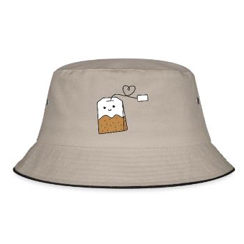 Kawaii Teebeutel - Bucket Hat - Khaki/Schwarz - Vorne