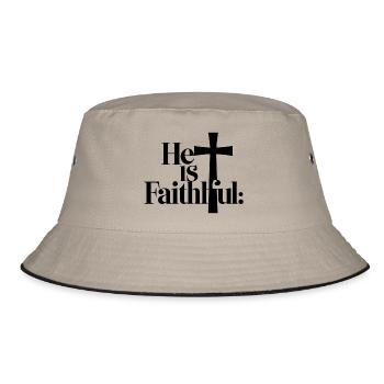 Er ist treu - Bucket Hat - Khaki/Schwarz - Vorne