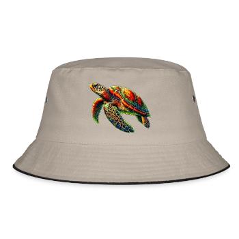 Meeresschildkröte - Bucket Hat - Khaki/Schwarz - Vorne