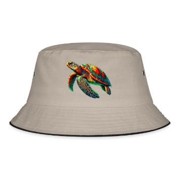 Meeresschildkröte - Bucket Hat - Khaki/Schwarz - Vorne