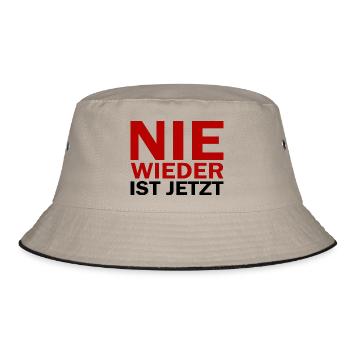 Never again is now - nie wieder ist jetzt - Bucket Hat - Khaki/Schwarz - Vorne