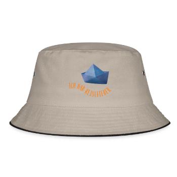 Reisefieber Papierschiff coole Sprüche urlaubsreif - Bucket Hat - Khaki/Schwarz - Vorne