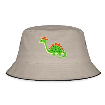 Cute dino with hat - Bucket Hat - khaki/black - Front