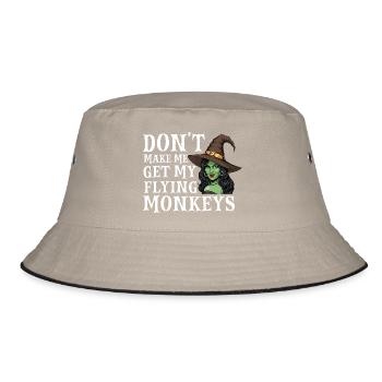 Zwinge mich nicht, meine fliegenden Affen zu holen — Halloween - Bucket Hat - Khaki/Schwarz - Vorne