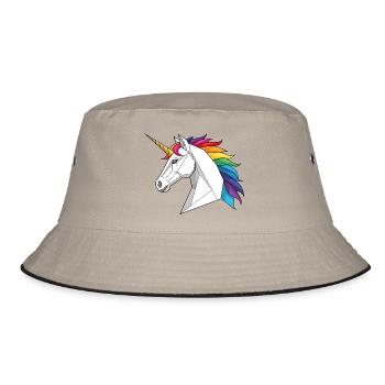 Geometric Unicorn with Rainbow - Bucket Hat - khaki/black - Front