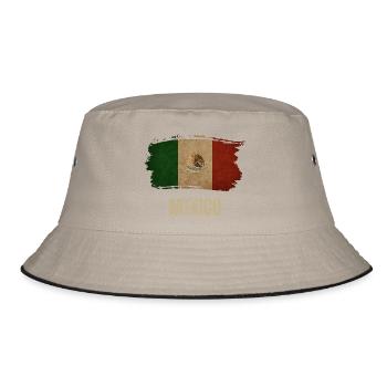 Grunge-Mexiko-Flagge, Ich liebe Mexiko - Bucket Hat - Khaki/Schwarz - Vorne