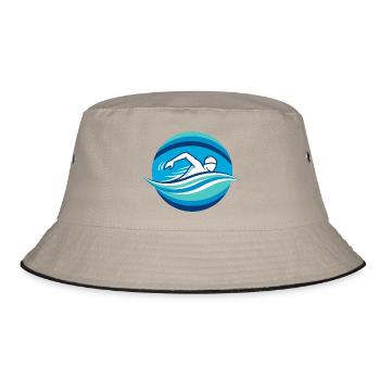 Crawl Swimmer Sport Swimming Motif – Wave Logo - Bucket Hat - khaki/black - Front