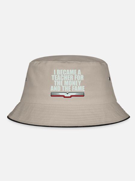 I Became Teacher for the Money and Fame Witz Logo - Bucket Hat - Khaki/Schwarz - Vorne