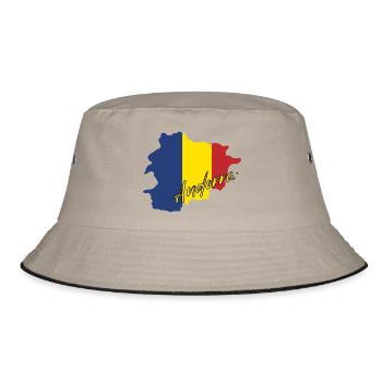 Map with the flag of Andorra, I love Andorra - Bucket Hat - khaki/black - Front