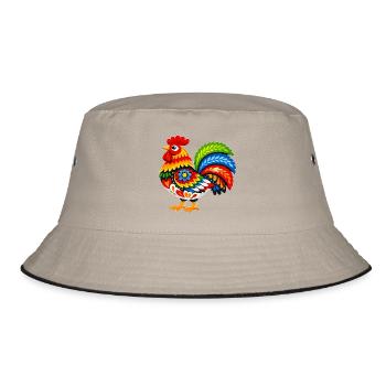Colorful Kugut in Folk Style - Bucket Hat - khaki/black - Front