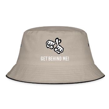 Get Behind Me! (Cross / Bible / Religion / NEG 2C) - Bucket Hat - khaki/black - Front