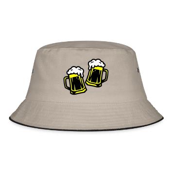 Bier Anstoßen Saufen - Bucket Hat - Khaki/Schwarz - Vorne