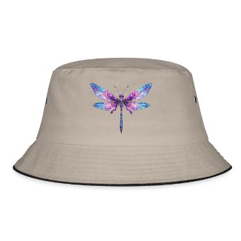 Drachenfliege Farbenspiel - Bucket Hat - Khaki/Schwarz - Vorne
