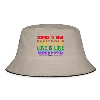 Wissenschaft ist wahre Wissenschaft Liebe ist Liebe BLM Kunst - Bucket Hat - Khaki/Schwarz - Vorne