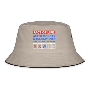 Fact of Life – Wednesday W, Thursday T, Friday F - Bucket Hat - Khaki/Schwarz - Vorne