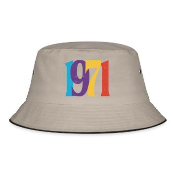 Geboren 1971 Geburtstagsgeschenk Geburtstag 71 - Bucket Hat - Khaki/Schwarz - Vorne