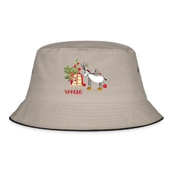 Hirsch im Winterwald - Bucket Hat - Khaki/Schwarz - Vorne
