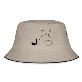 Huhn 1 farbig - Bucket Hat - Khaki/Schwarz - Vorne