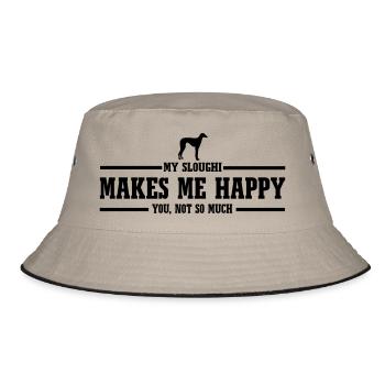 SLOUGHI makes me happy - Bucket Hat - Khaki/Schwarz - Vorne