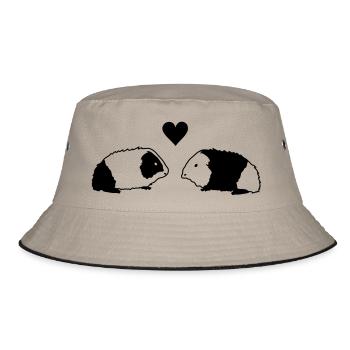 Meerschwein Love - Bucket Hat - Khaki/Schwarz - Vorne