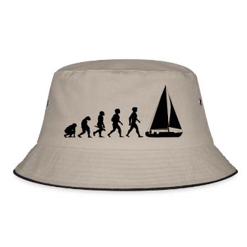Evolution Segeln Segelboot Segelschiff - Bucket Hat - Khaki/Schwarz - Vorne