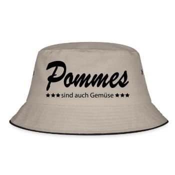 Pommes sind auch Gemüse - Bucket Hat - Khaki/Schwarz - Vorne
