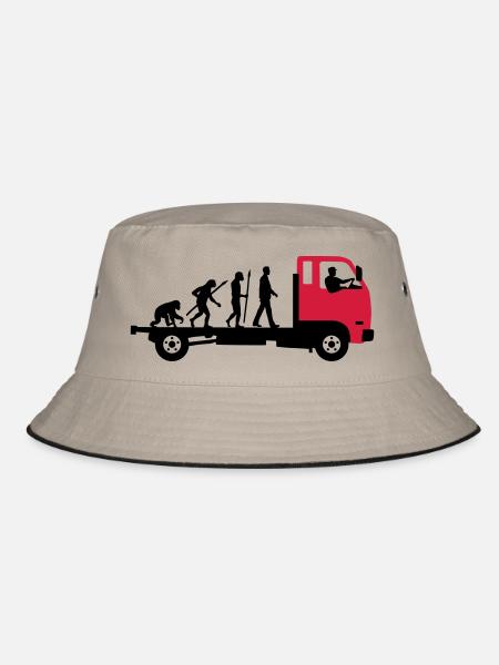 evolution_of_man_trucker_112013_a_2c - Bucket Hat - khaki/black - Front