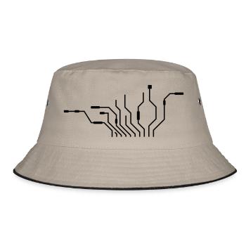 pc wires processor cpu wire cabling compu - Bucket Hat - khaki/black - Front
