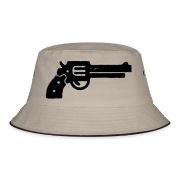 Magnum Gun Stencil - Bucket Hat - khaki/black - Front