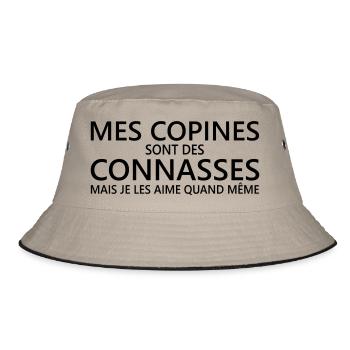 mes copines sont des connasses - Bucket Hat - Khaki/Schwarz - Vorne