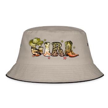 Cowboy Funny Women Hat Wild Western Rodeo Music - Bucket Hat - khaki/black - Front