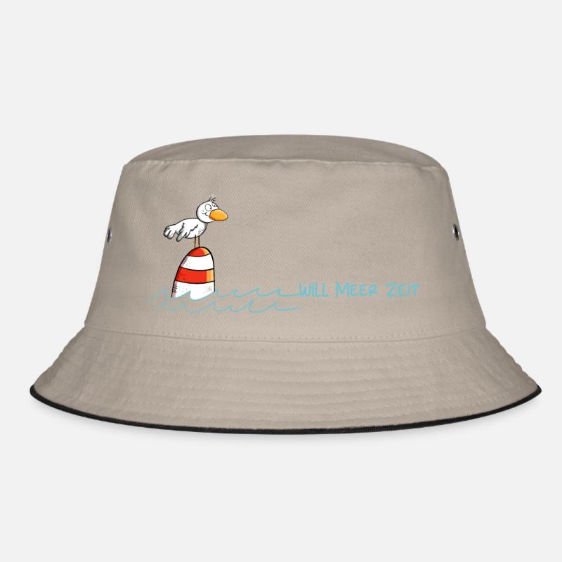 Drollige Möwe Will Meer Zeit Bucket Hat