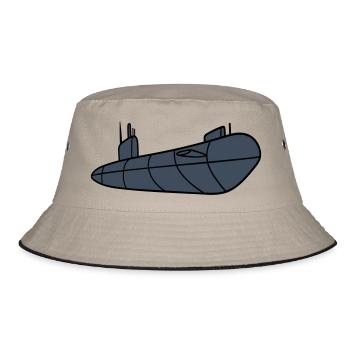 U-Boot Unterseeboot Tauchgang Tauchboot Kapitän - Bucket Hat - Khaki/Schwarz - Vorne