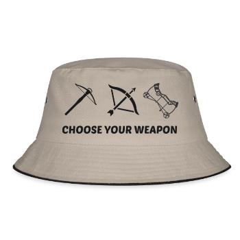 Pfeil und Bogen in Schwarz Wähle deine Waffe - Bucket Hat - Khaki/Schwarz - Vorne