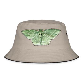 Grünspanner (Nemoria mimosaria) - Bucket Hat - Khaki/Schwarz - Vorne