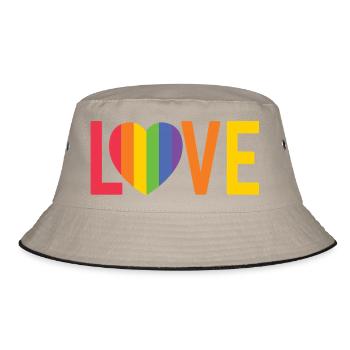 Regenbogenherz LOVE Design - Bucket Hat - Khaki/Schwarz - Vorne