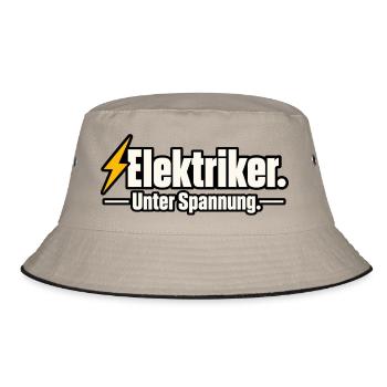 Elektriker. Unter Spannung. – Lustiger Elektriker  - Bucket Hat - Khaki/Schwarz - Vorne