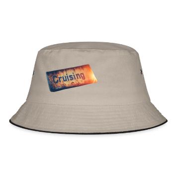 Kreuzfahrt im Retro-Stil - Bucket Hat - Khaki/Schwarz - Vorne