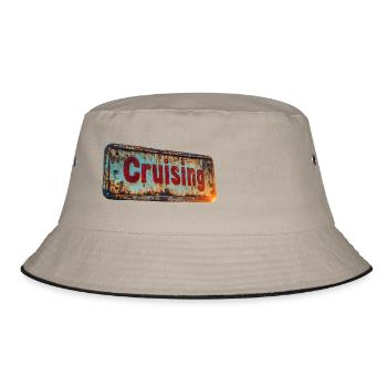 Cruising sign in rusty vintage look - Bucket Hat - khaki/black - Front