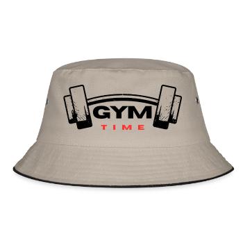 Gym Time Textdesign - Bucket Hat - Khaki/Schwarz - Vorne