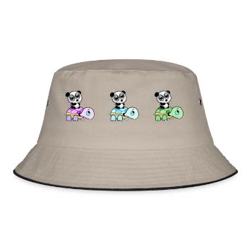 three turtles with pandas on their backs - Bucket Hat - khaki/black - Front
