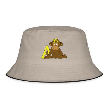 Affe mit A - Bucket Hat - Khaki/Schwarz - Vorne